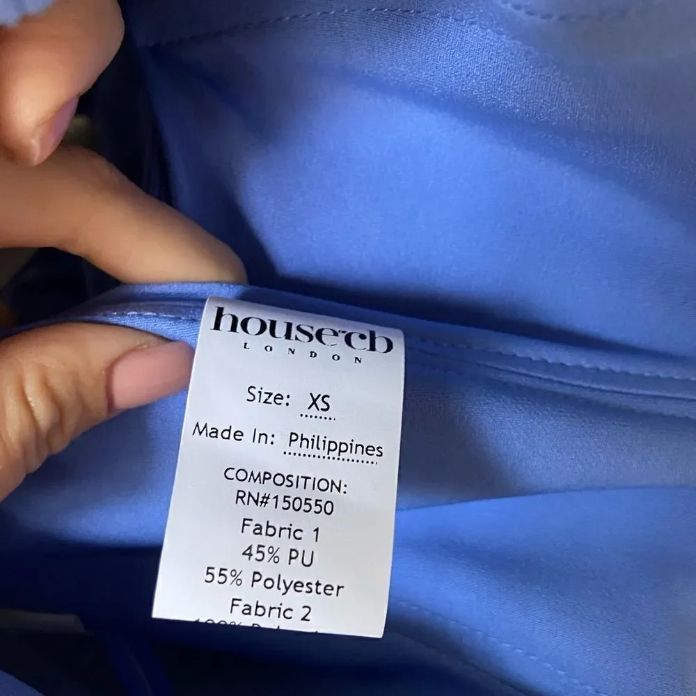 House Of Cb Melissa Vegan Leather Cornflower Blue Crop Top Corset Size XS